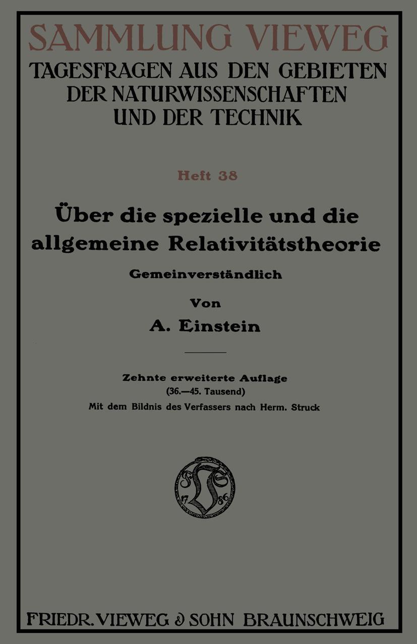 Vorderes Coverbild Über die spezielle und die allgemeine Relativitätstheorie