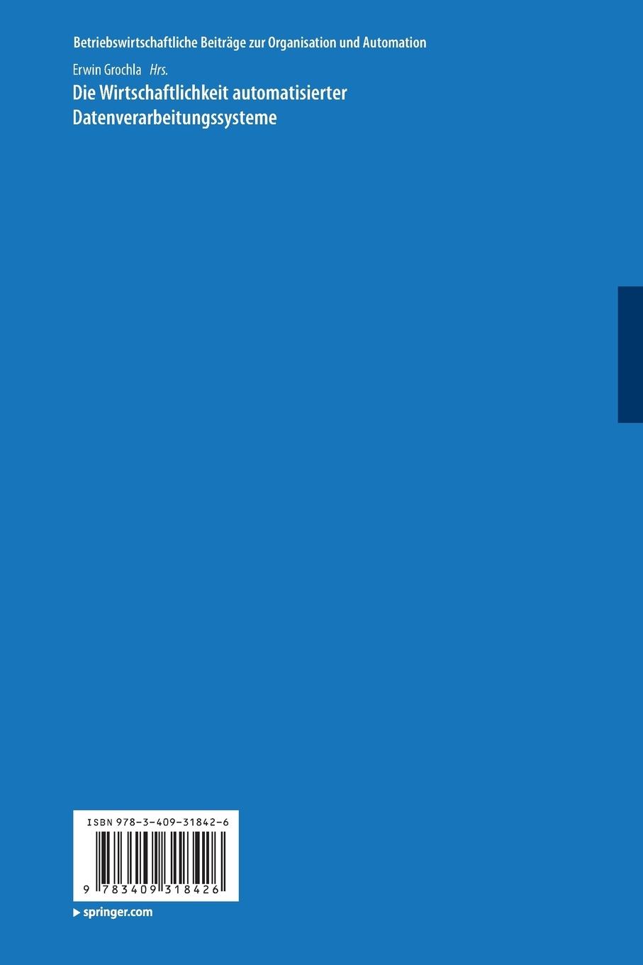 Rückseitencover Die Wirtschaftlichkeit automatisierter Datenverarbeitungssysteme
