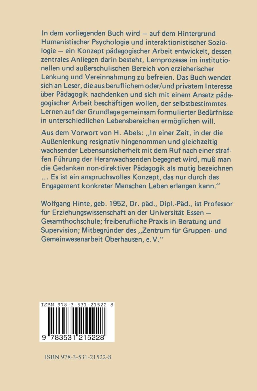 Rückseitencover Non-direktive Pädagogik