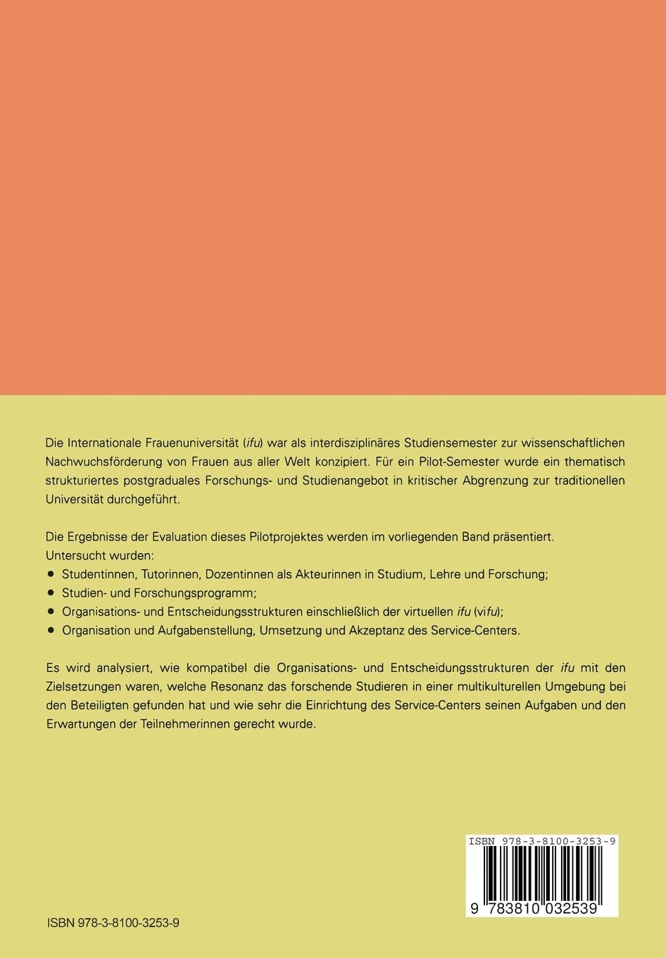 Rückseitencover Lehren und Lernen an der Internationalen Frauenuniversität