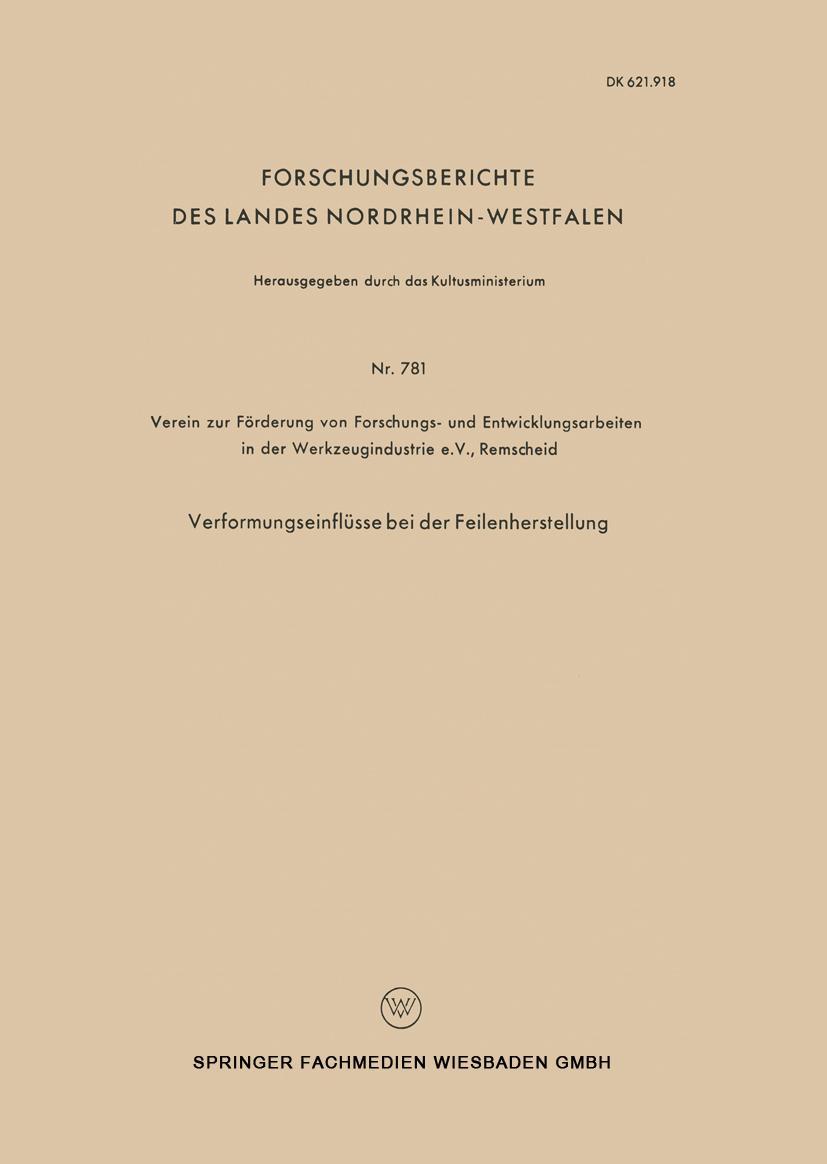 Vorderes Coverbild Verformungseinflüsse bei der Feilenherstellung