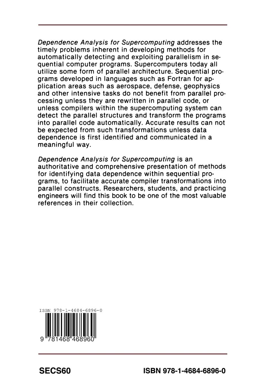 Rückseitencover Dependence Analysis for Supercomputing