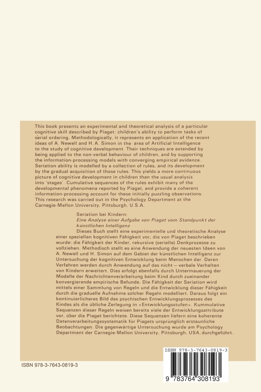 Rückseitencover Seriation by Children