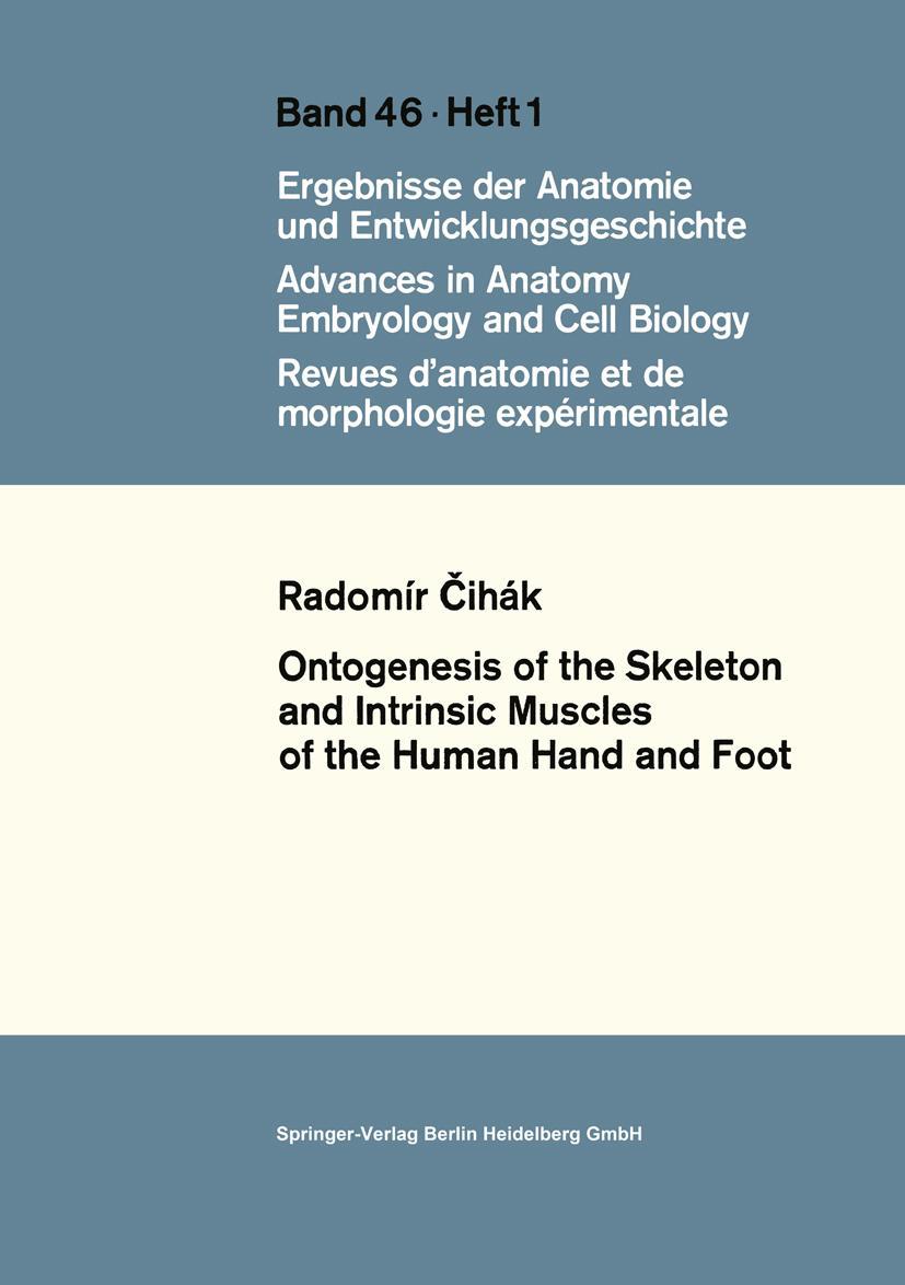 Vorderes Coverbild Ontogenesis of the Skeleton and Intrinsic Muscles of the Human Hand and Foot