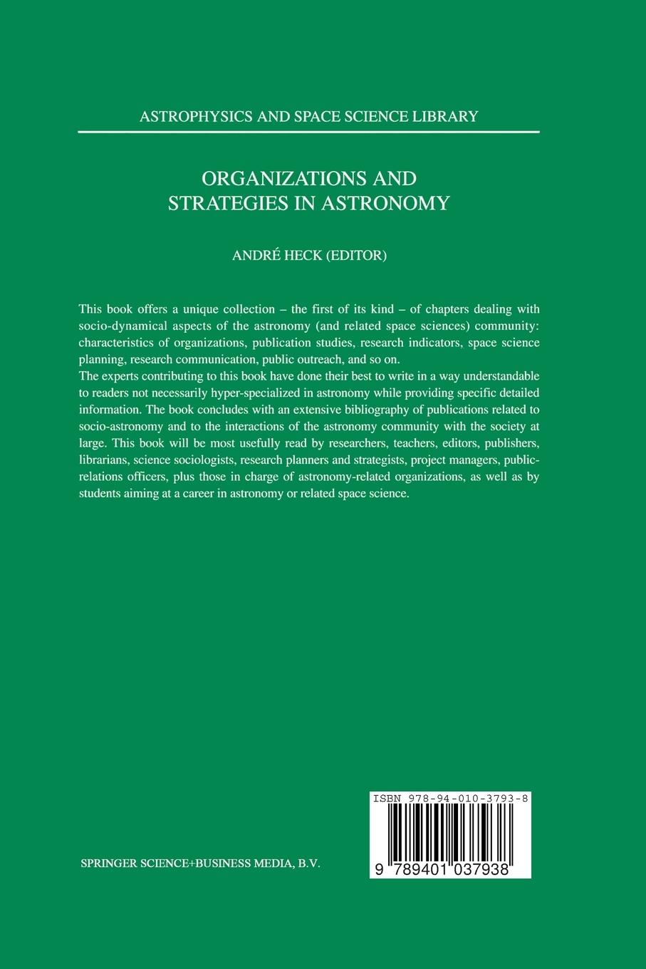 Rückseitencover Organizations and Strategies in Astronomy