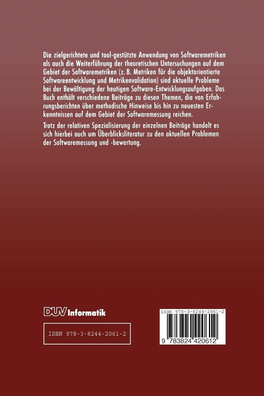 Rückseitencover Theorie und Praxis der Softwaremessung
