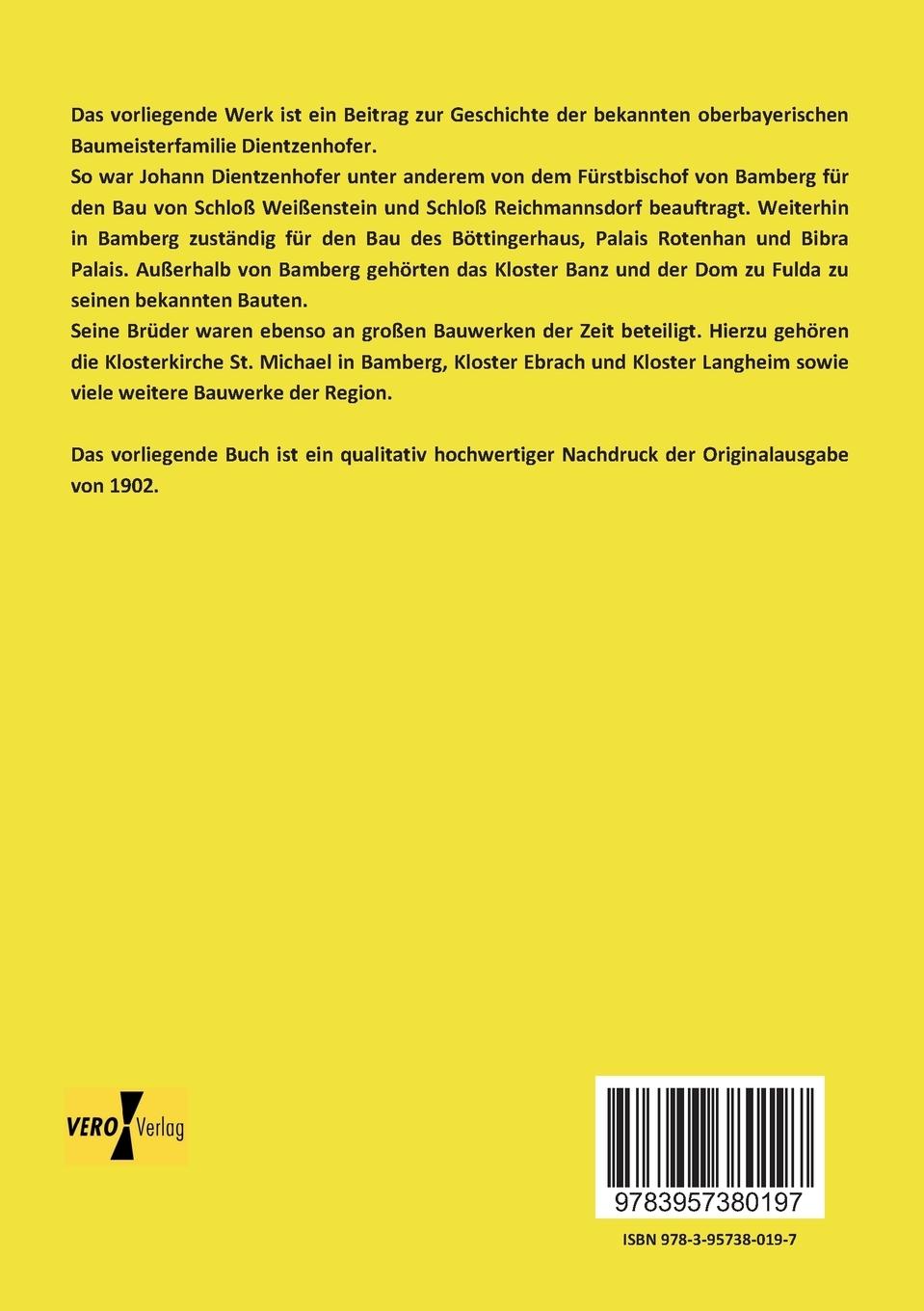 Rückseitencover Eine Bamberger Baumeisterfamilie