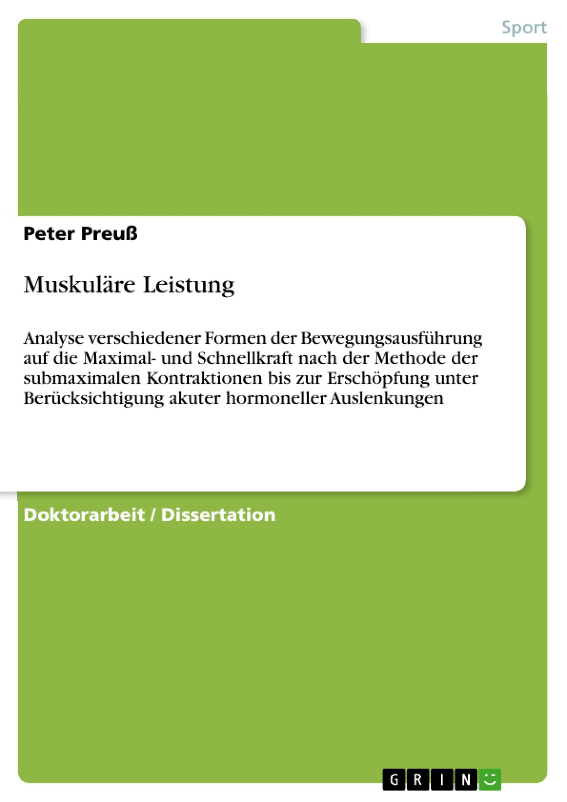 Vorderes Coverbild Muskuläre Leistung