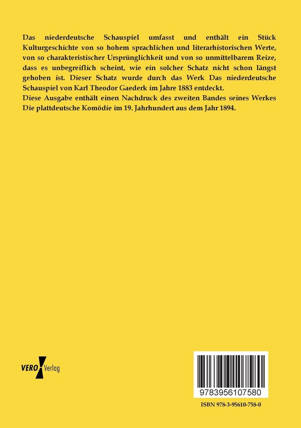 Rückseitencover Das niederdeutsche Schauspiel