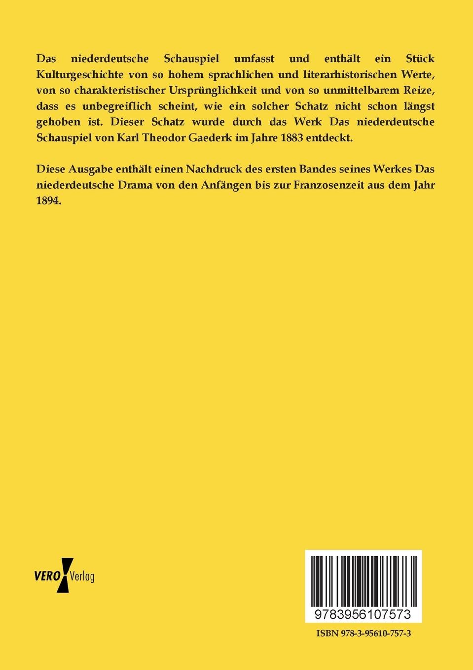 Rückseitencover Das niederdeutsche Schauspiel