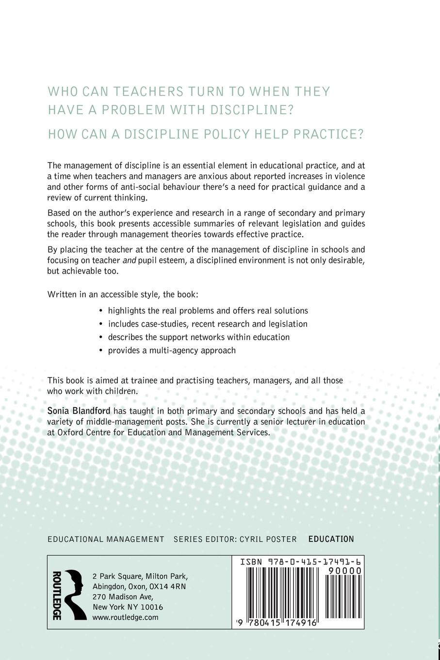 Rückseitencover Managing Discipline in Schools