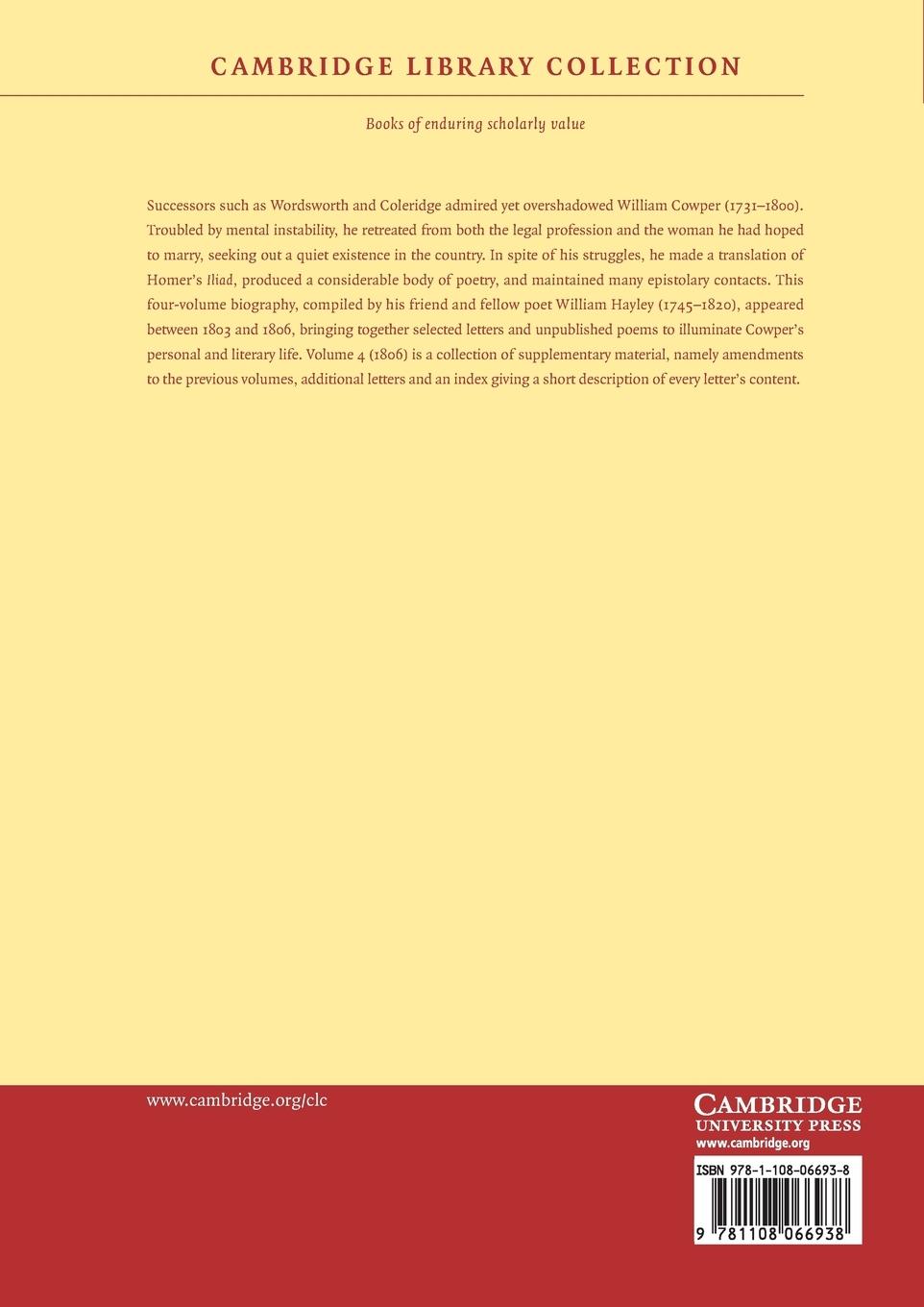 Rückseitencover The Life, and Posthumous Writings, of William Cowper, Esqr.