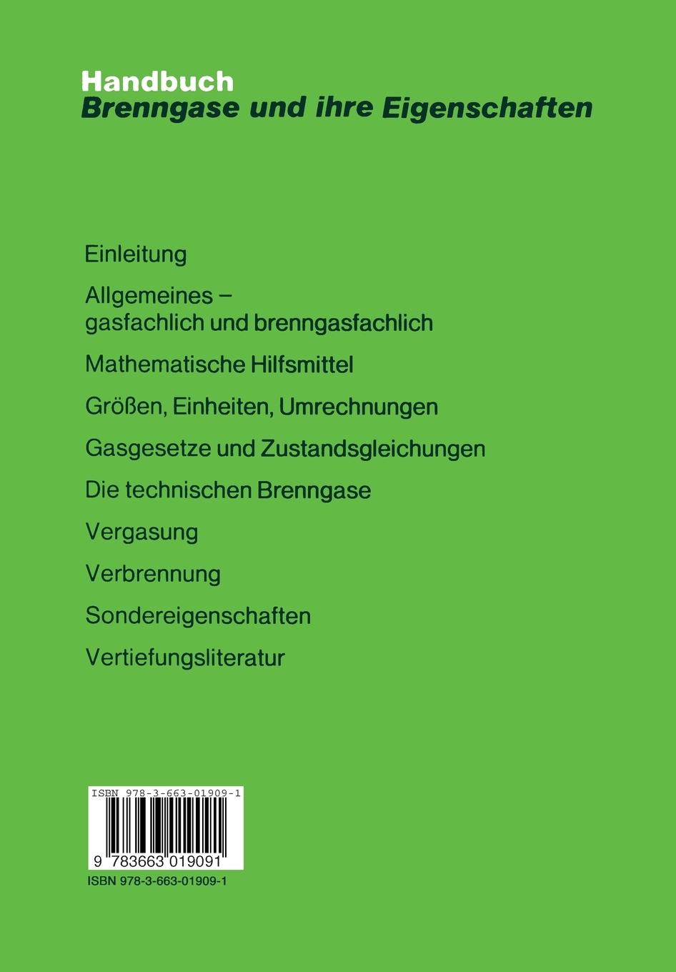 Rückseitencover Handbuch der Brenngase und ihrer Eigenschaften