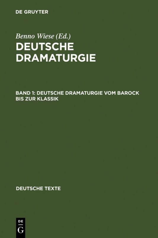 Vorderes Coverbild Deutsche Dramaturgie vom Barock bis zur Klassik