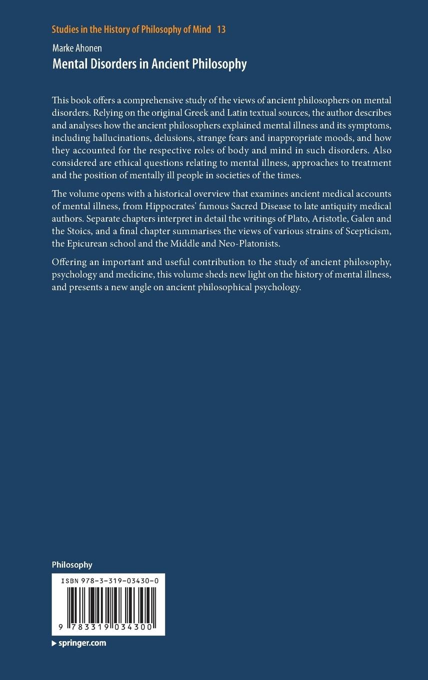 Rückseitencover Mental Disorders in Ancient Philosophy
