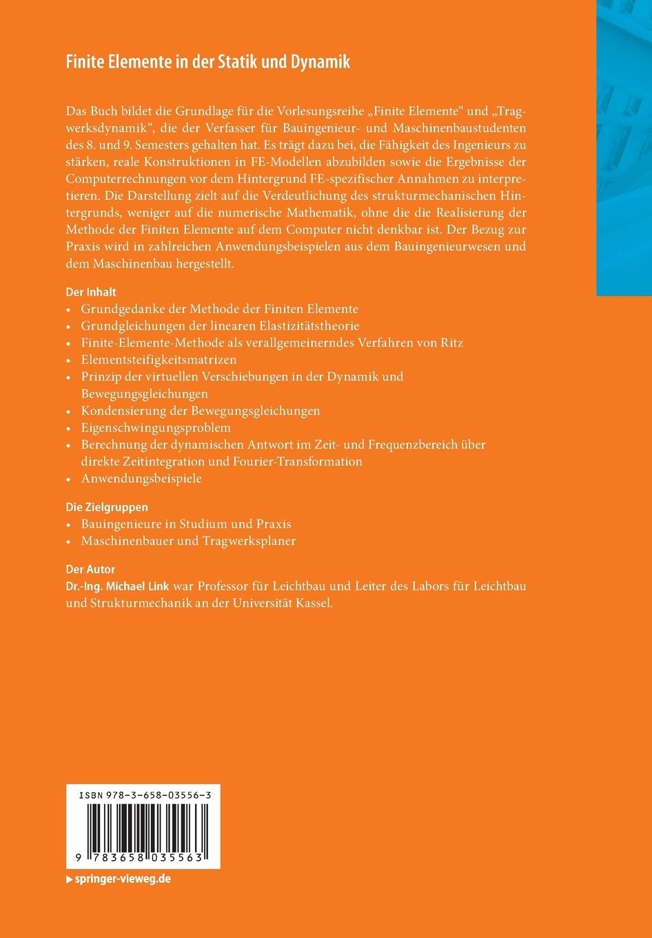 Rückseitencover Finite Elemente in der Statik und Dynamik