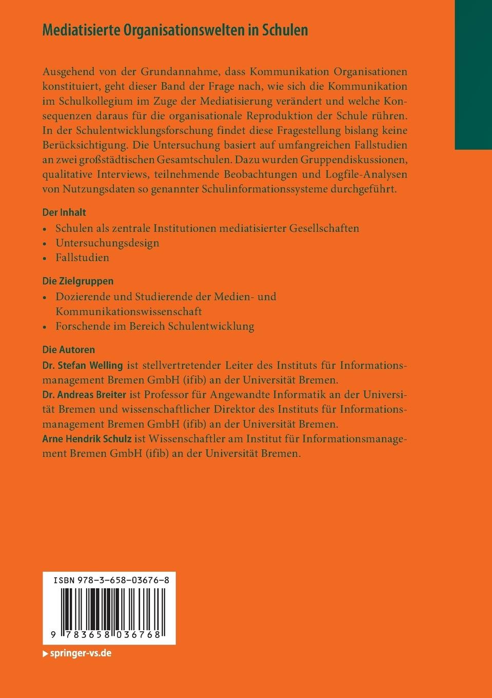 Rückseitencover Mediatisierte Organisationswelten in Schulen