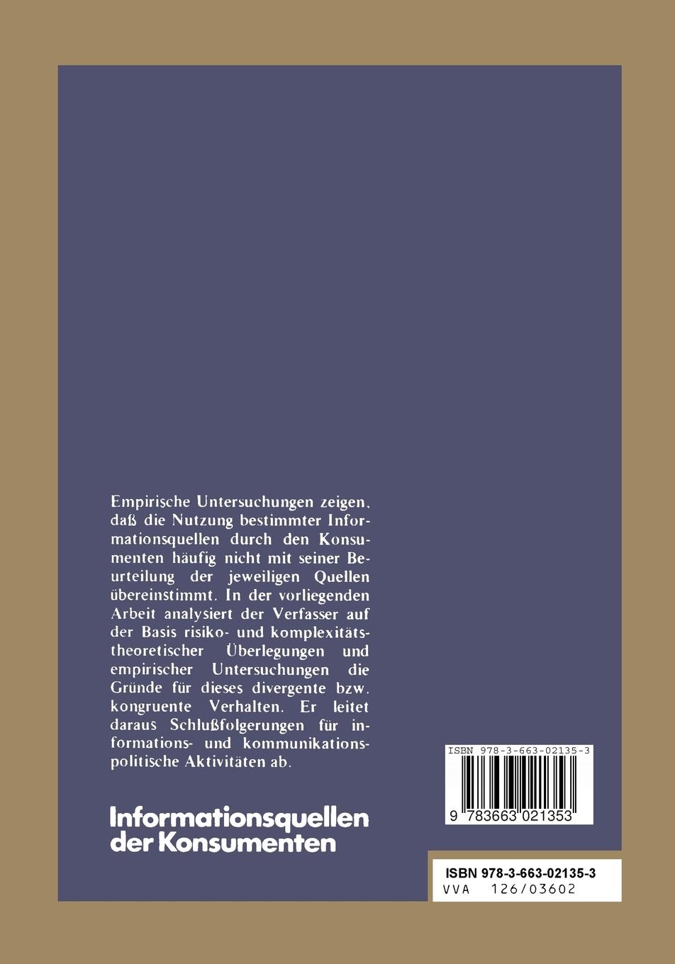 Rückseitencover Informationsquellen der Konsumenten