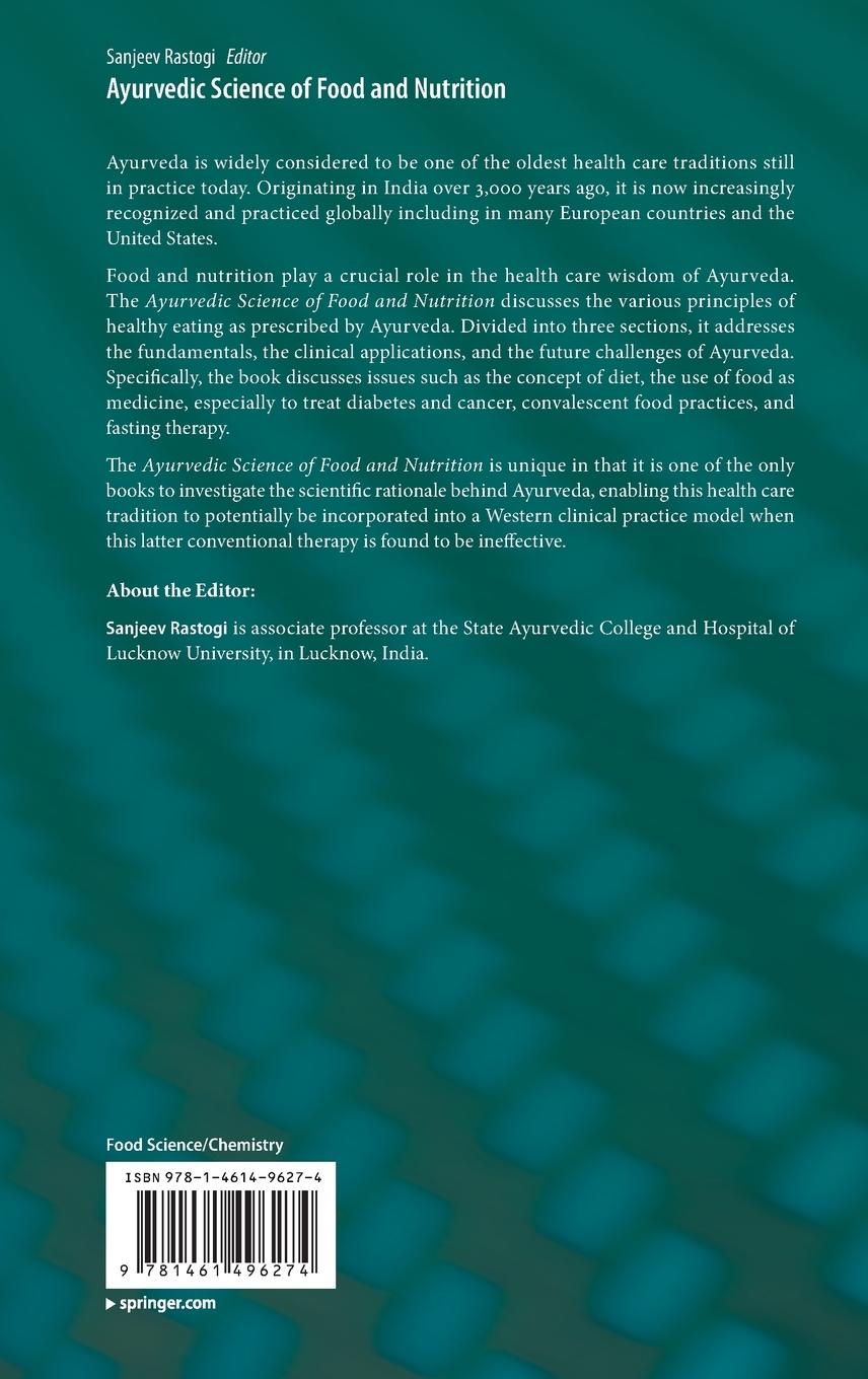 Rückseitencover Ayurvedic Science of Food and Nutrition