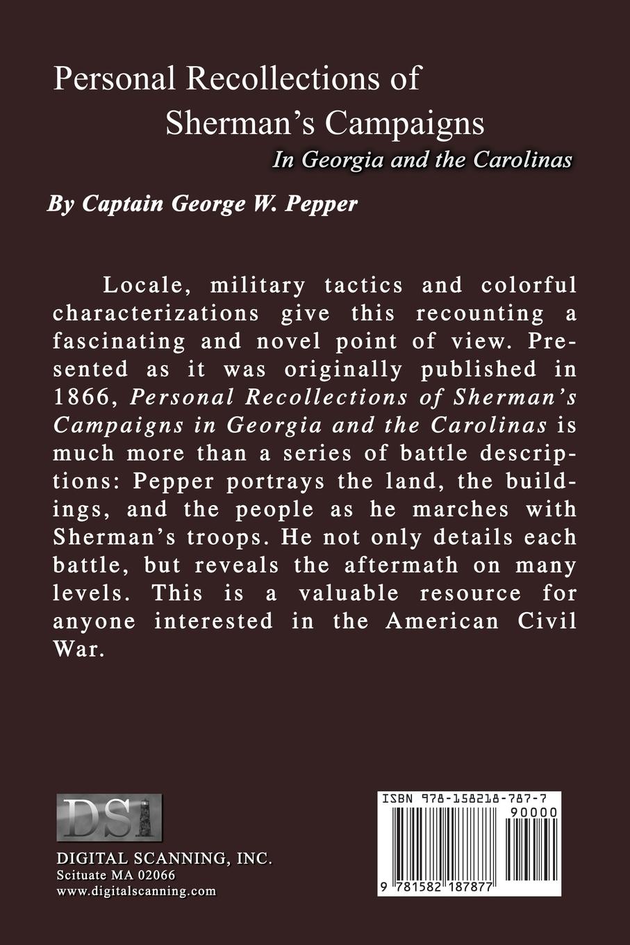 Rückseitencover Personal Recollections of Sherman's Campaigns in Georgia and the Carolinas