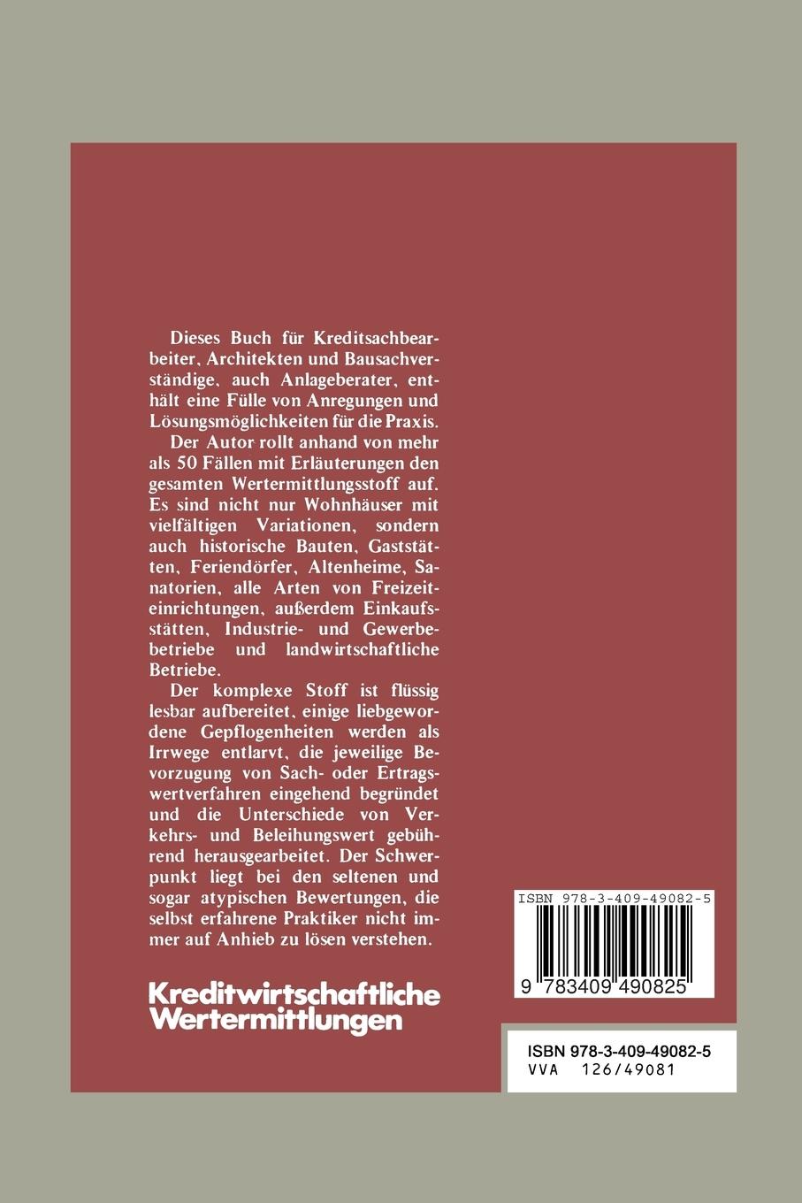 Rückseitencover Kreditwirtschaftliche Wertermittlungen
