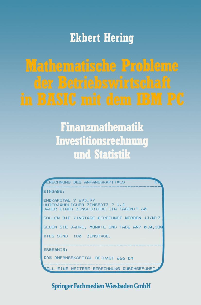 Vorderes Coverbild Mathematische Probleme der Betriebswirtschaft in BASIC mit dem IBM PC