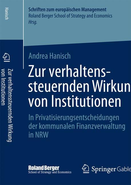 Vorderes Coverbild Zur verhaltenssteuernden Wirkung von Institutionen