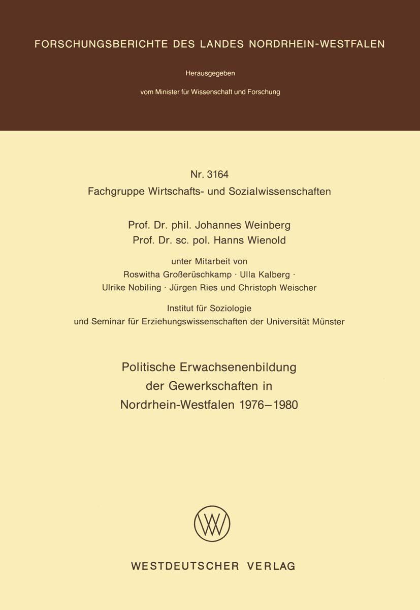Vorderes Coverbild Politische Erwachsenenbildung der Gewerkschaften in Nordrhein-Westfalen 1976 - 1980