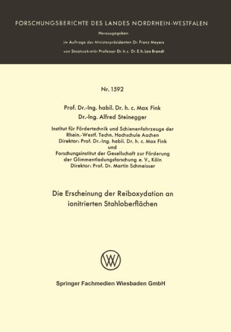 Vorderes Coverbild Die Erscheinung der Reiboxydation an ionitrierten Stahloberflächen