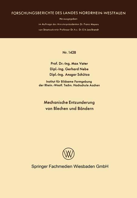 Vorderes Coverbild Mechanische Entzunderung von Blechen und Bändern