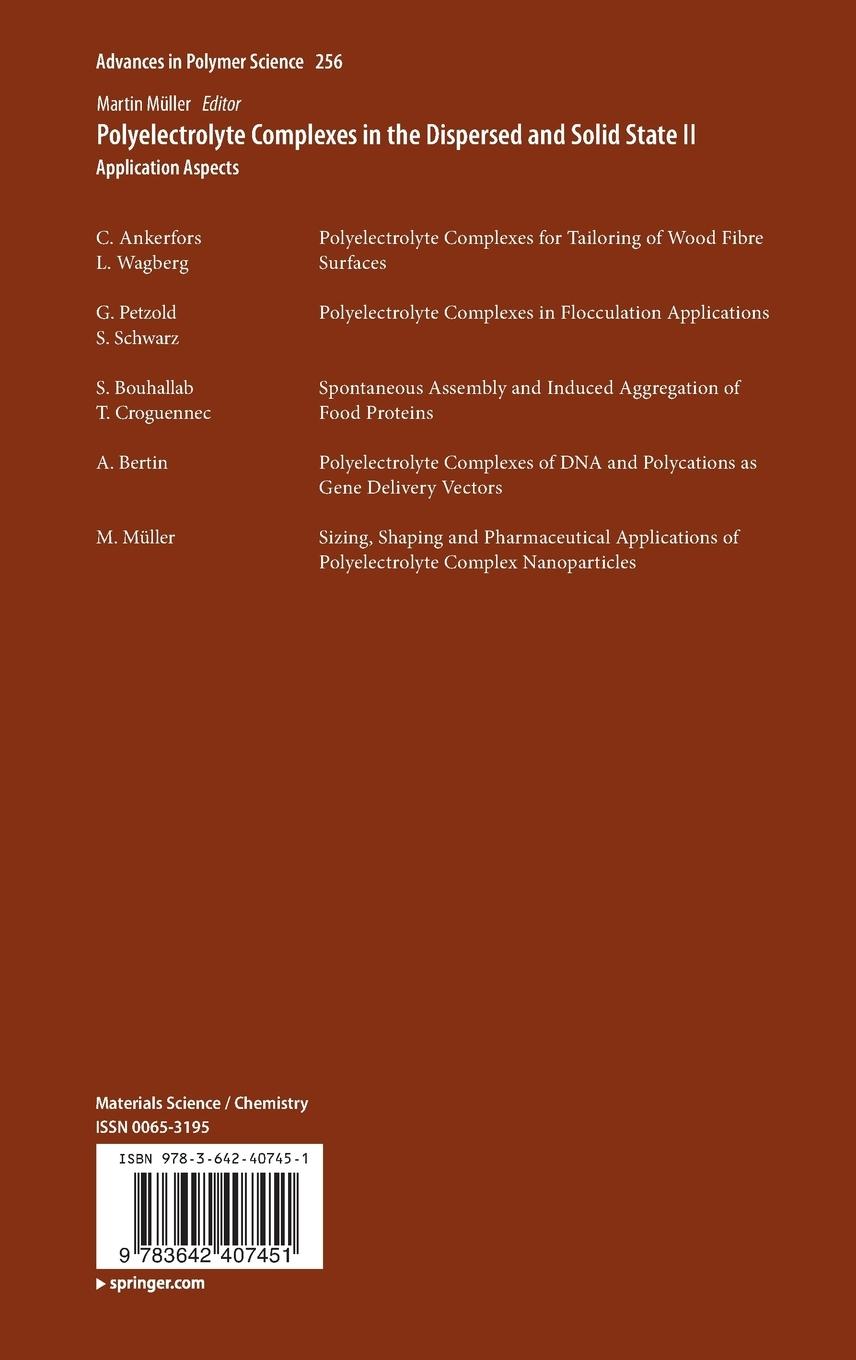 Rückseitencover Polyelectrolyte Complexes in the Dispersed and Solid State II