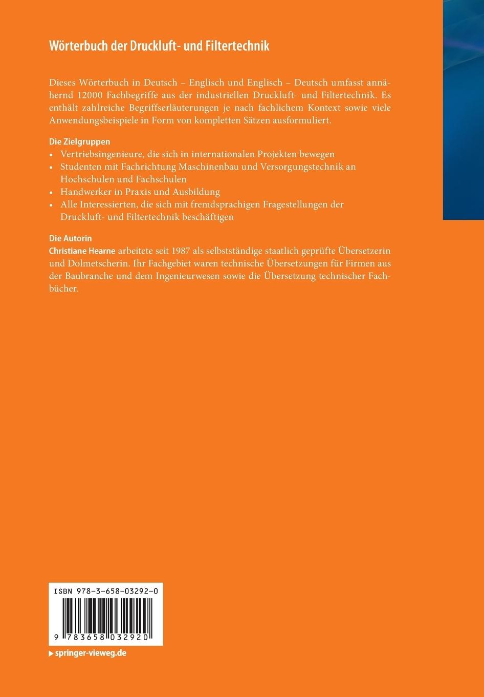 Rückseitencover Wörterbuch der Druckluft- und Filtertechnik