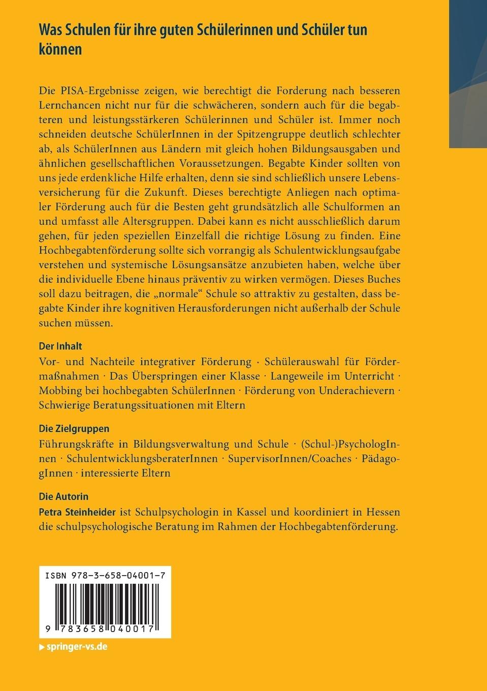 Rückseitencover Was Schulen für ihre guten Schülerinnen und Schüler tun können