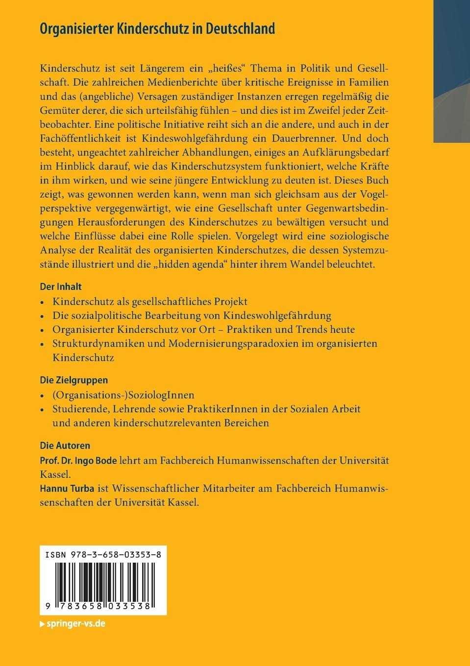 Rückseitencover Organisierter Kinderschutz in Deutschland