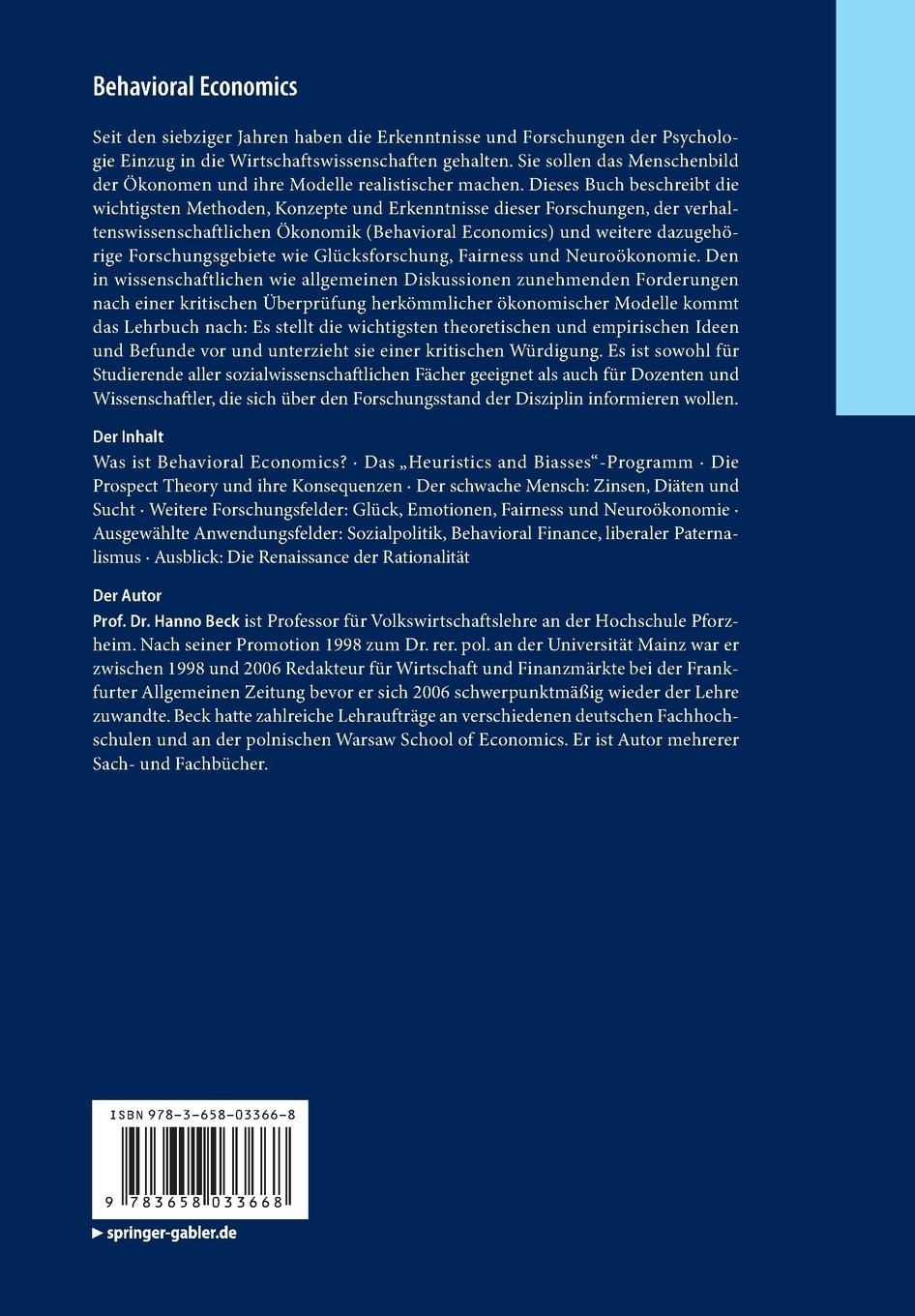 Rückseitencover Behavioral Economics