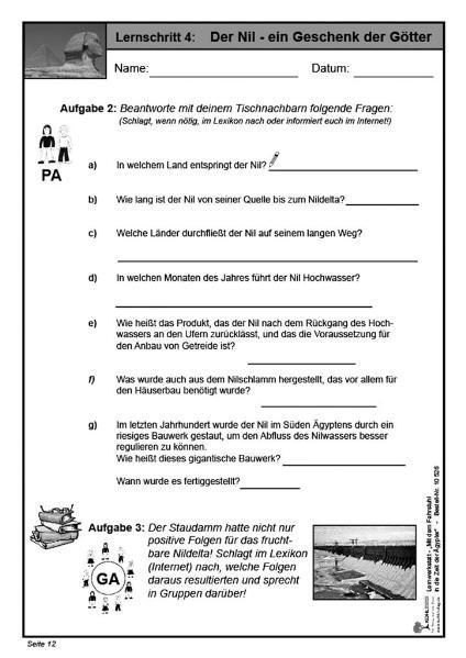 Beispielinhalt (Bild) Lernwerkstatt - Die Ägypter