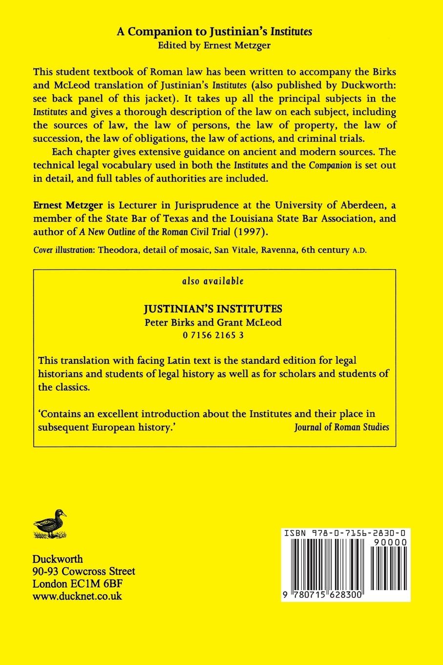 Rückseitencover Companion to Justinian's Institutes