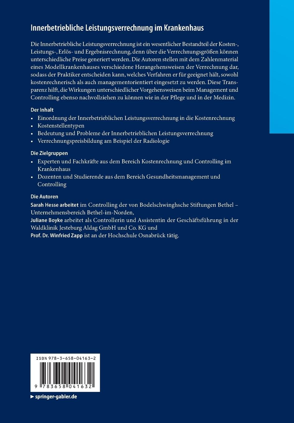 Rückseitencover Innerbetriebliche Leistungsverrechnung im Krankenhaus