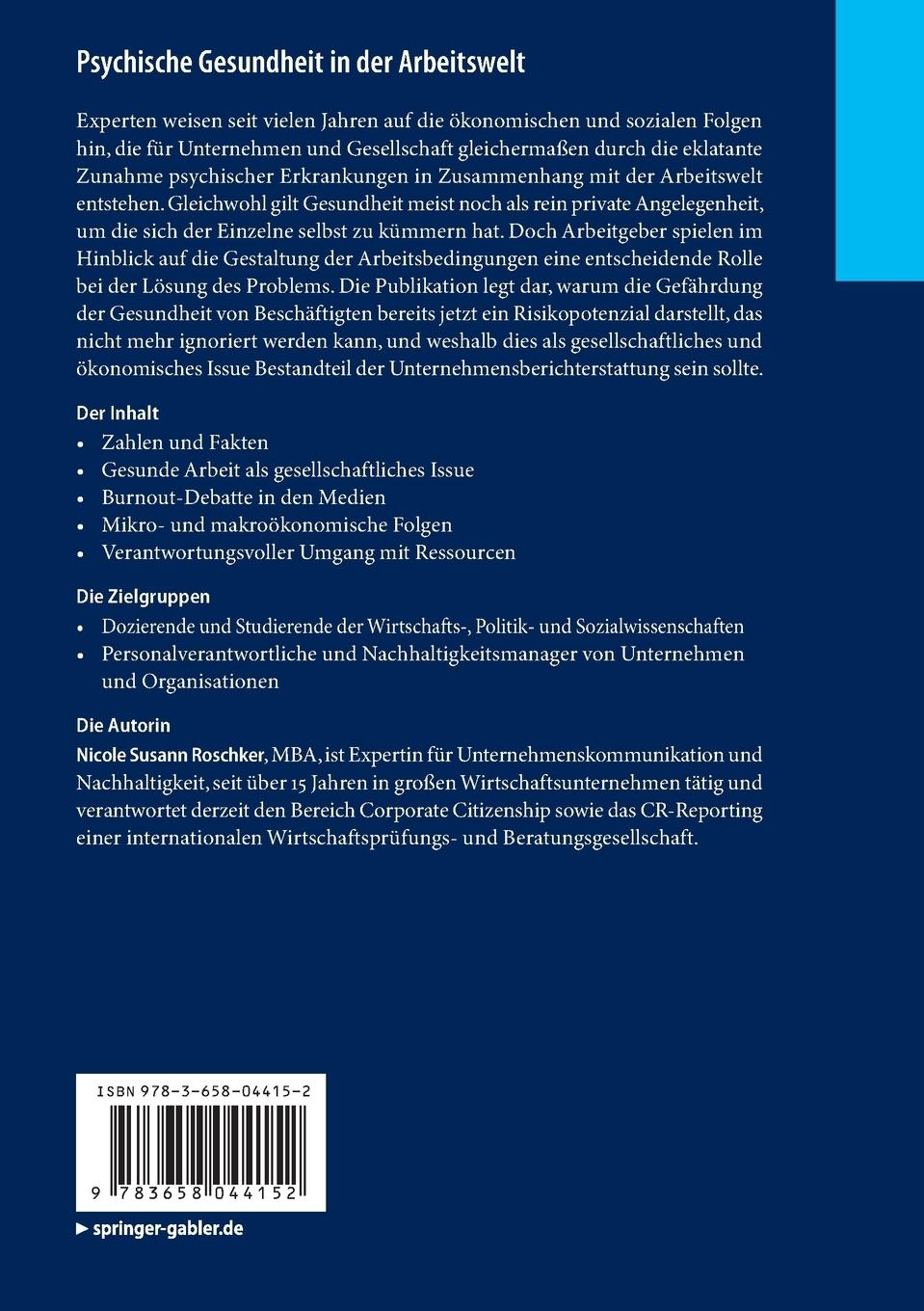 Rückseitencover Psychische Gesundheit in der Arbeitswelt