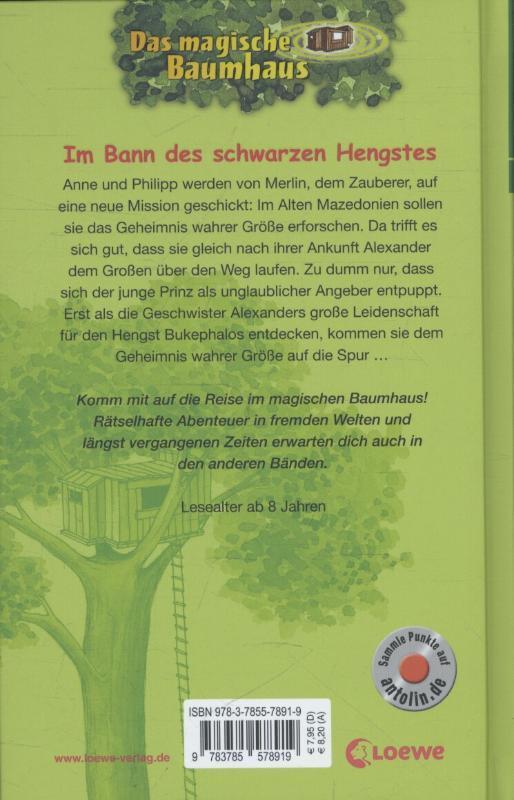Rückseitencover Das magische Baumhaus 47. Im Bann des schwarzen Hengstes