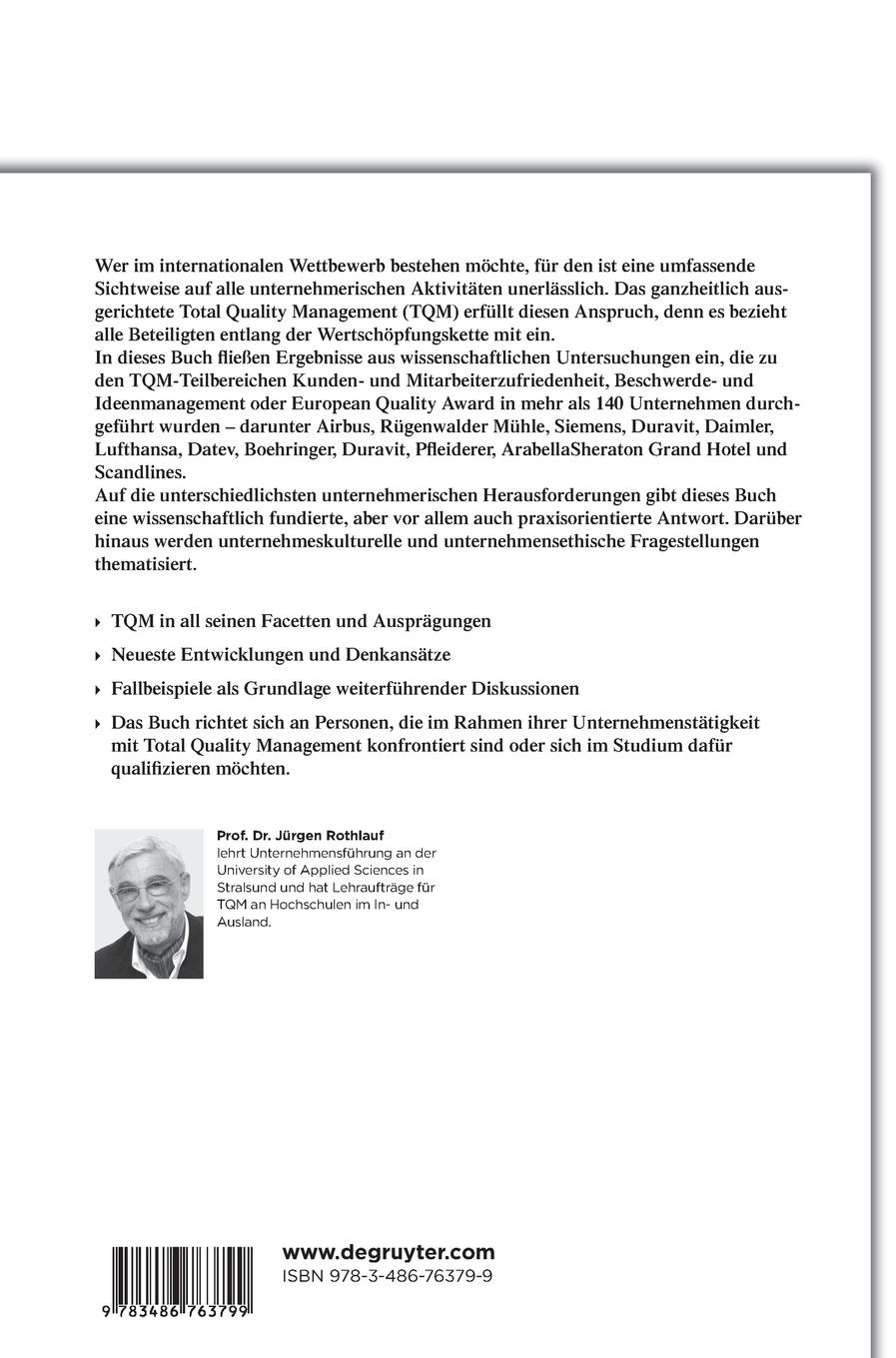 Rückseitencover Total Quality Management in Theorie und Praxis