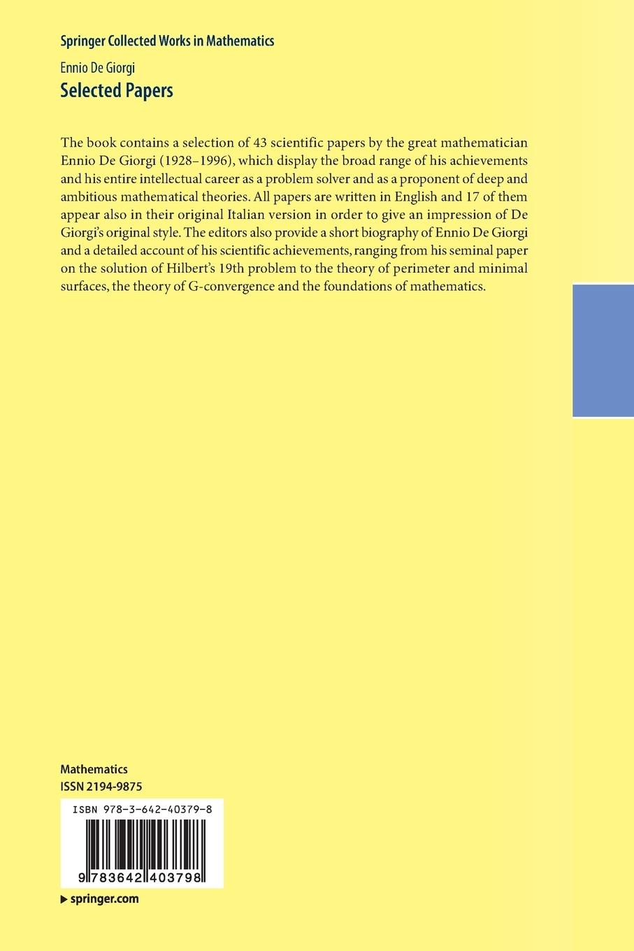 Rückseitencover Selected Papers