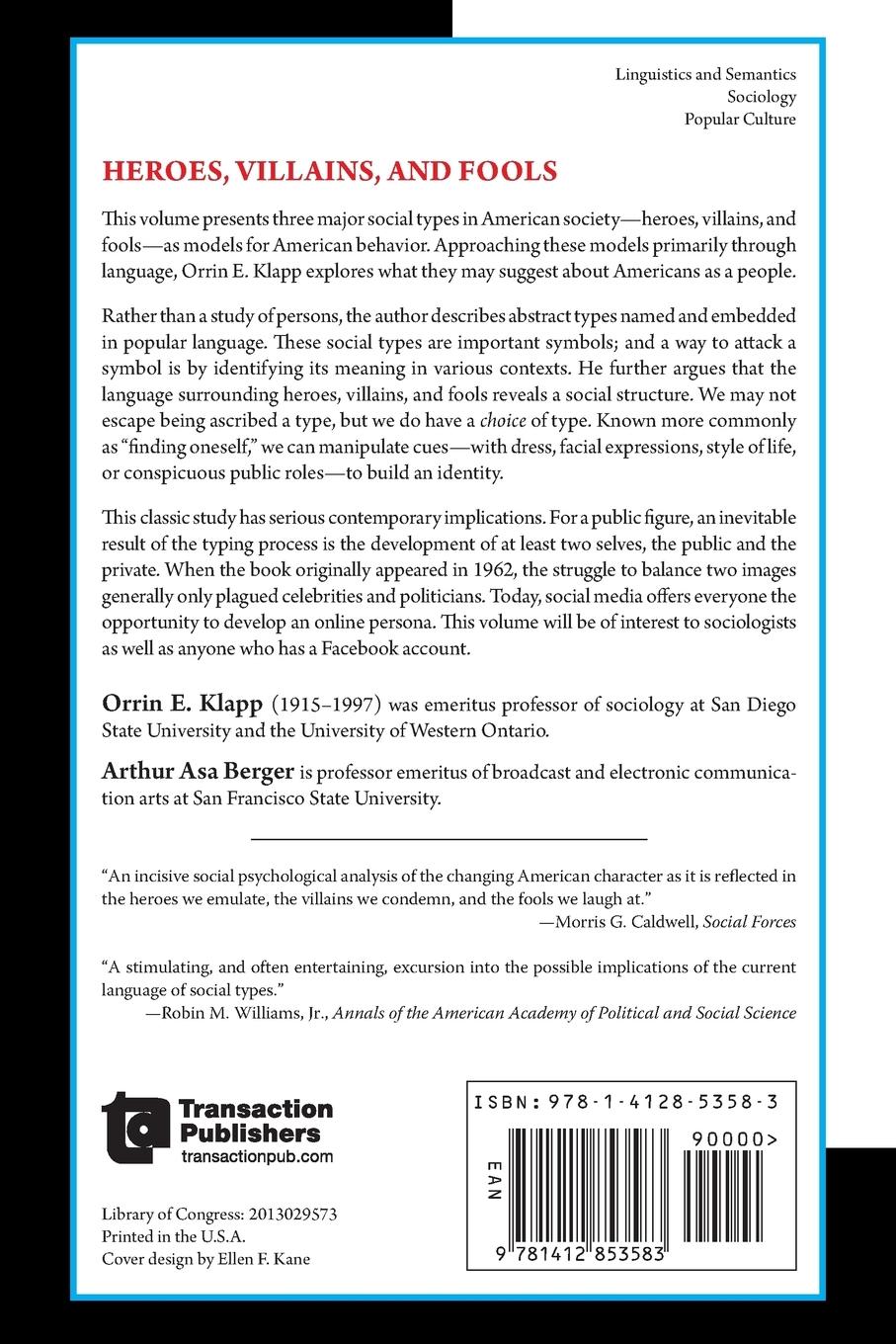 Rückseitencover Heroes, Villains, and Fools