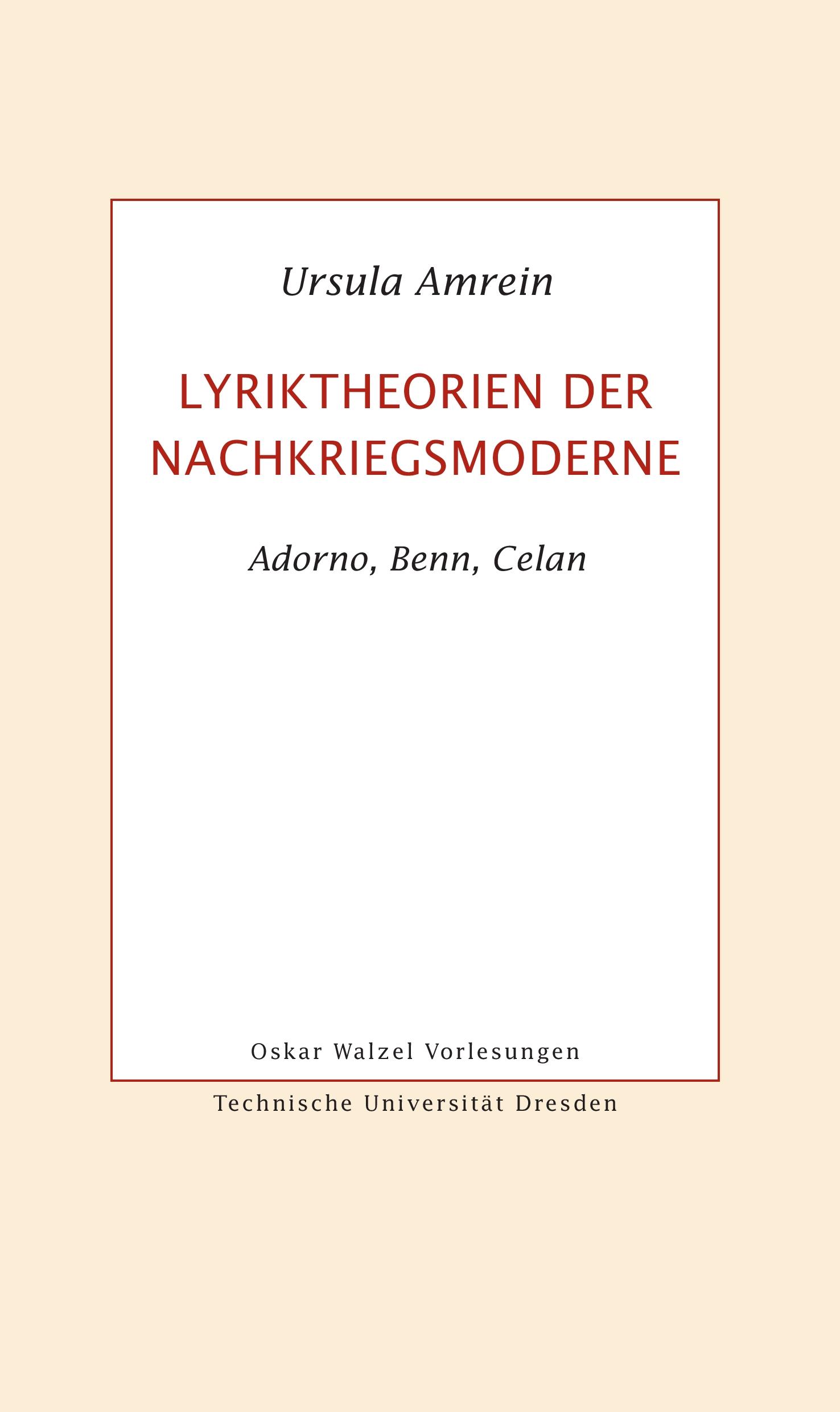 Vorderes Coverbild Lyriktheorien der Nachkriegsmoderne