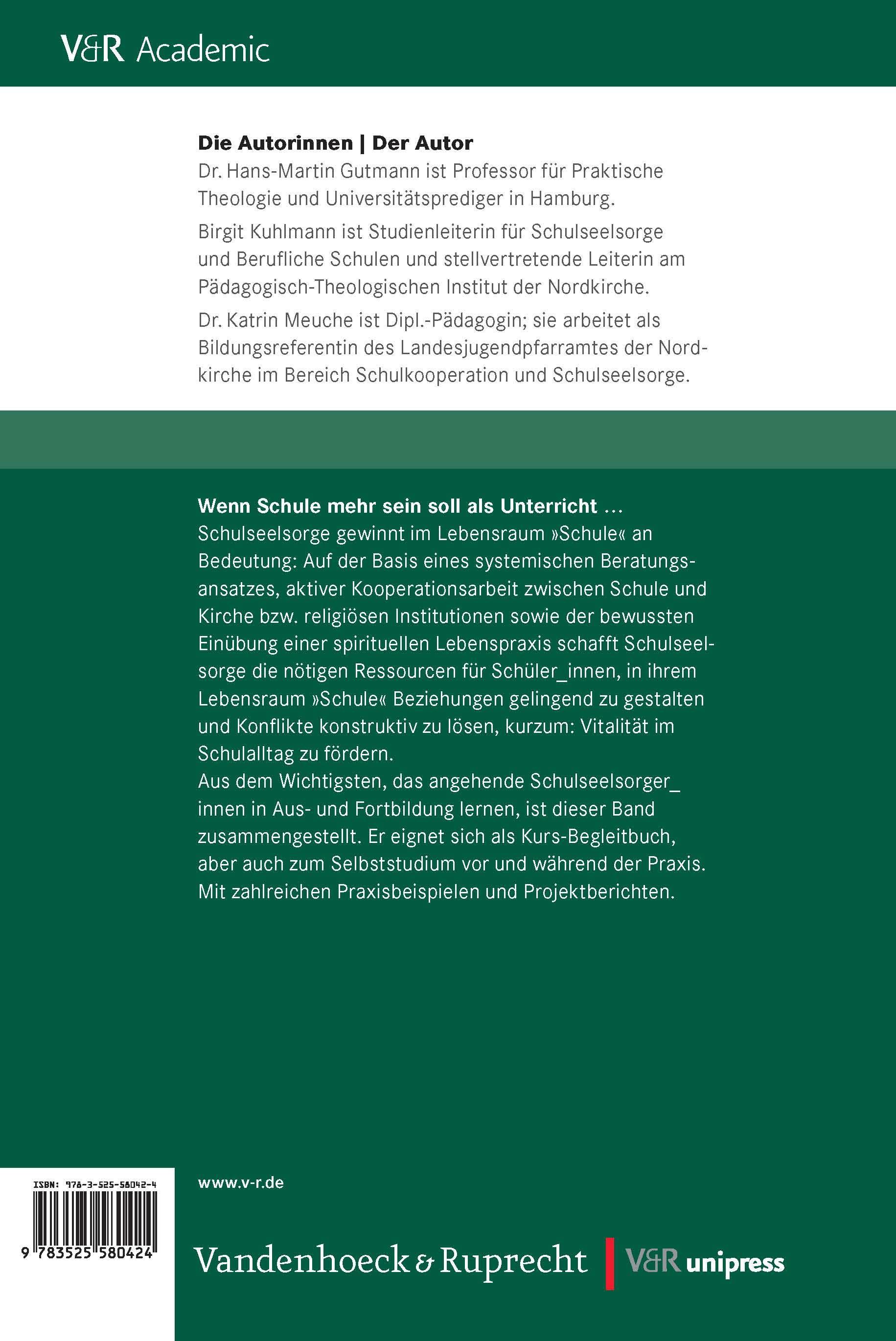 Rückseitencover Praxisbuch Schulseelsorge