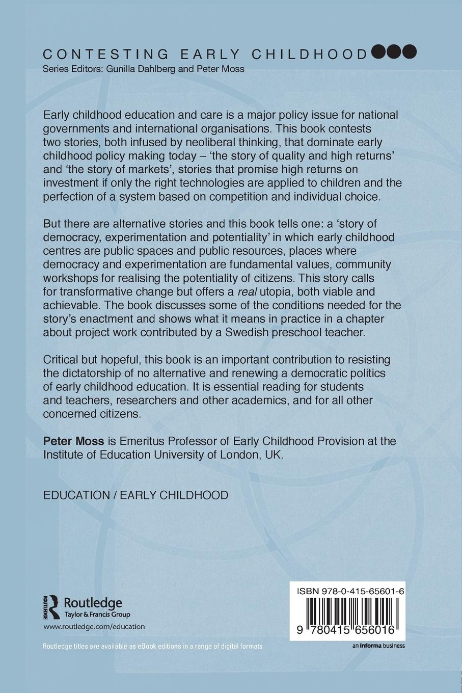 Rückseitencover Transformative Change and Real Utopias in Early Childhood Education