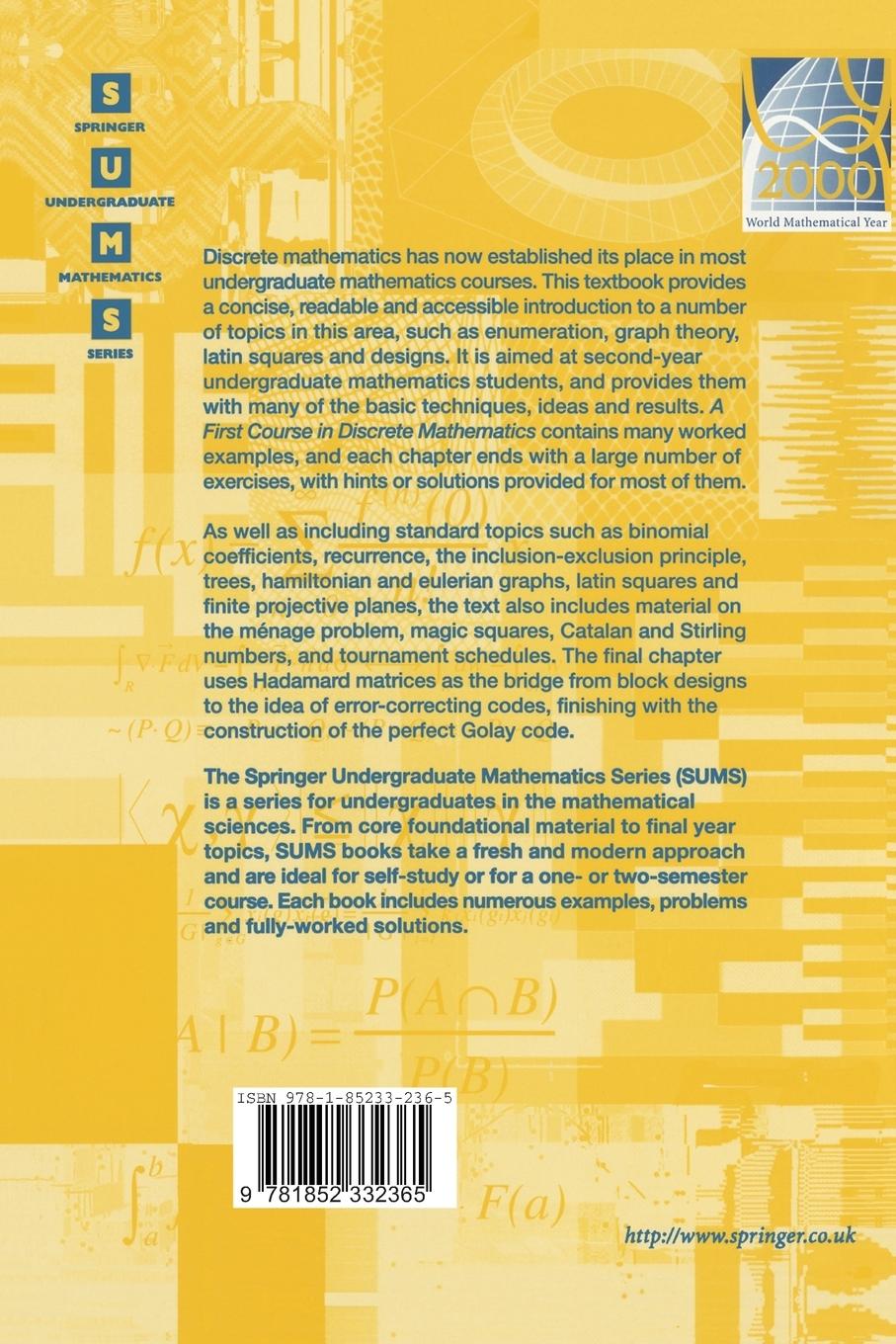 Rückseitencover A First Course in Discrete Mathematics