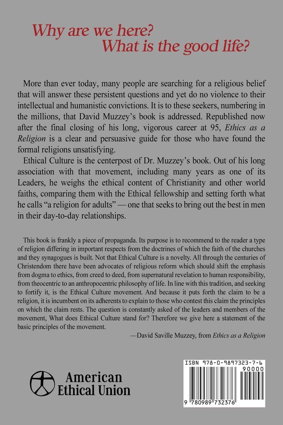 Rückseitencover Ethics as a Religion