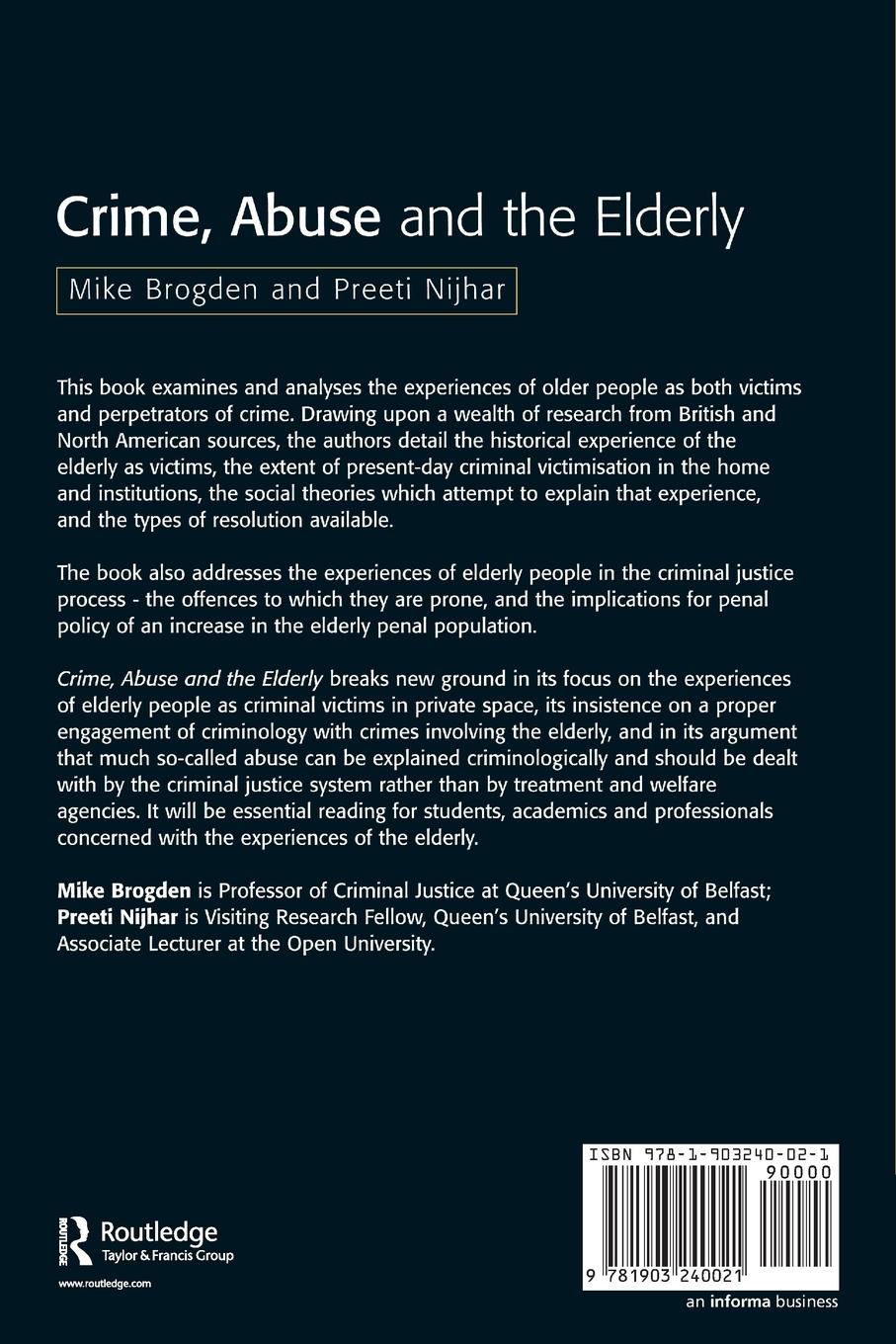 Rückseitencover Crime, Abuse and the Elderly