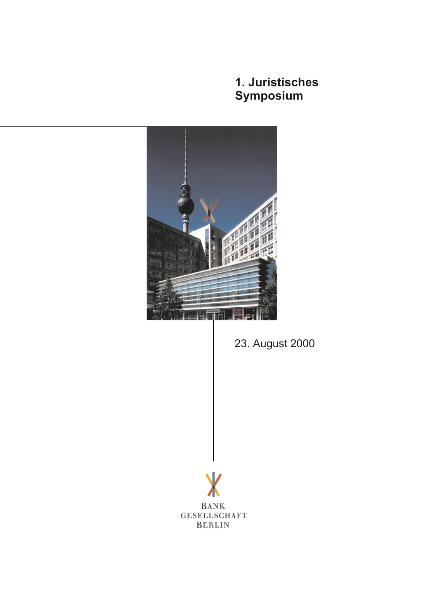 Vorderes Coverbild Juristisches Symposium der Bankgesellschaft Berlin